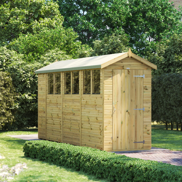 Oren Buildings 14' x 3' Wooden Shed with toughened glass windows and apex roof.