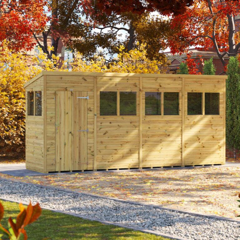 Oren 16' x 4' Premium Shiplap Modular Custom Pent Shed