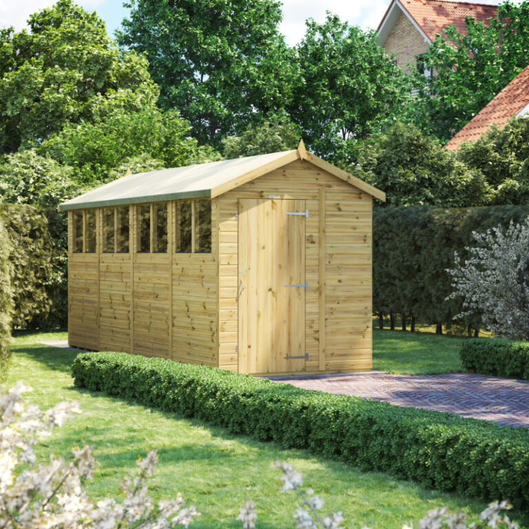 Oren 16' x 6' Premium Shiplap Shed with custom configurations available.