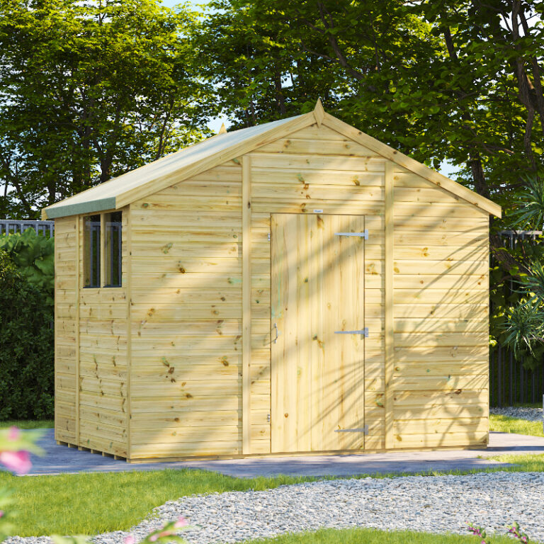 Oren 6' x 10' Premium Shiplap Modular Custom Apex Shed showcasing its quality timber and design.