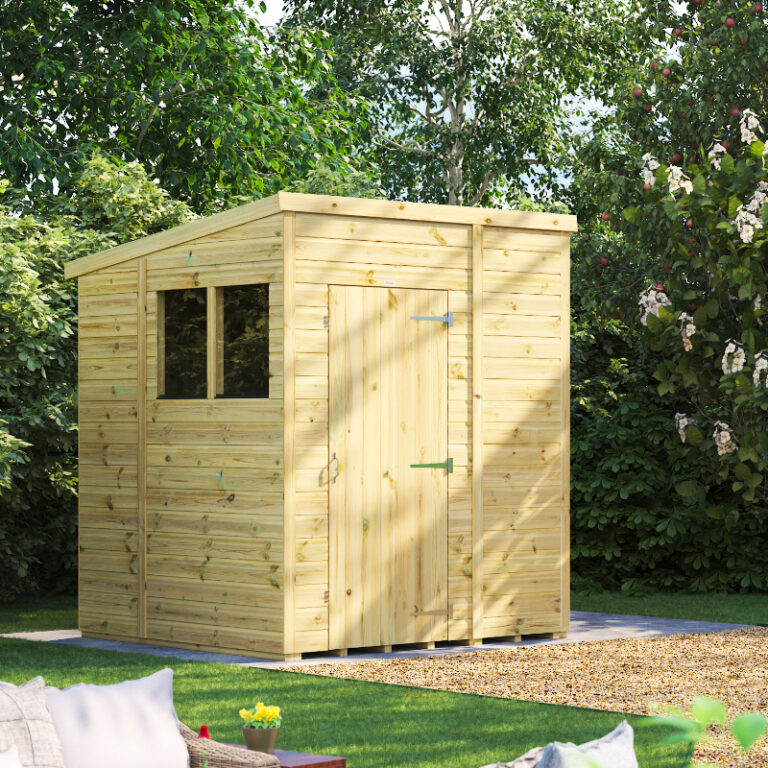 Oren Buildings 6' x 5' Wooden Shed showcasing its robust design and elegant appearance.