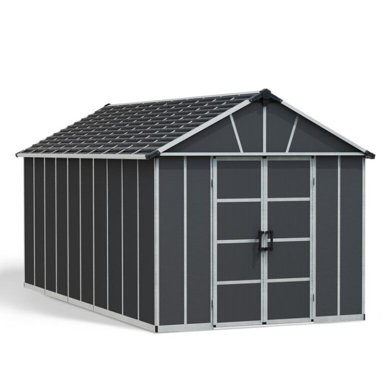 Palram Canopia 11' x 21' Yukon Dark Grey Shed - Robust and Stylish Storage