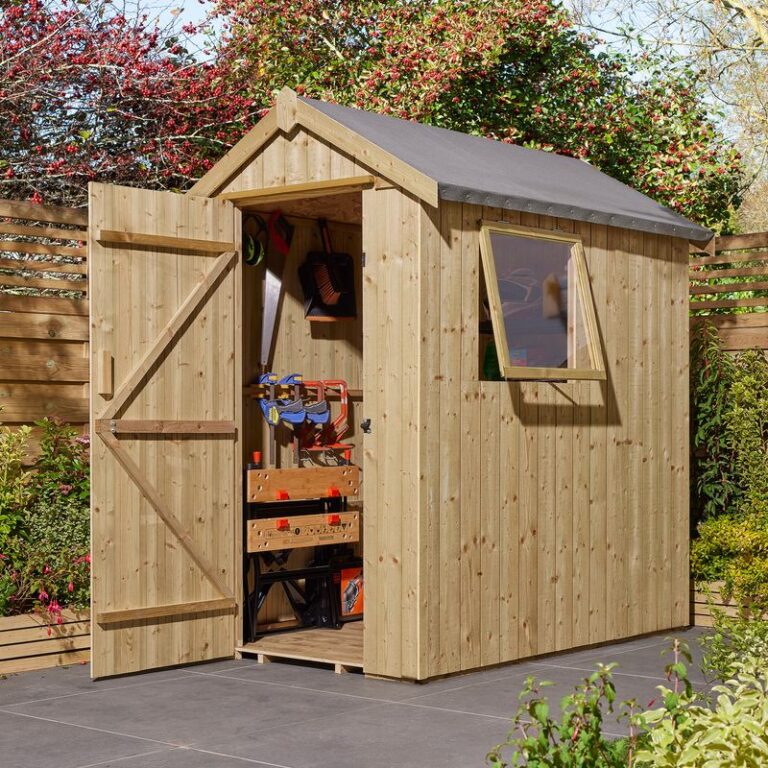 Rowlinson Heritage 6' x 4' Apex Shed with opening window and elegant design.