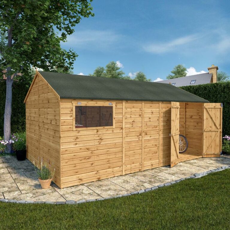 Adley 16' x 10' Premium Double Door Workshop with reverse apex roof and double doors