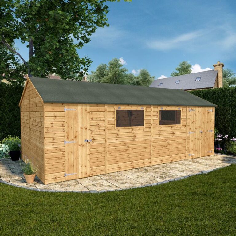 Adley 20' x 10' Premium Workshop with double doors and stylish windows