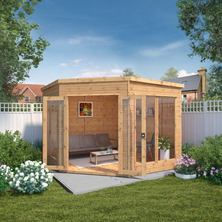 Adley 9' x 9' Chelsea Deluxe Corner Summer House with double doors