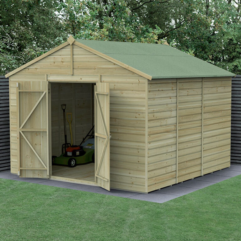 Apex shed made from pressure-treated wood