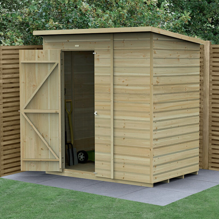 Forest Garden 6' x 4' Wooden Shed with innovative features for optimal garden storage.