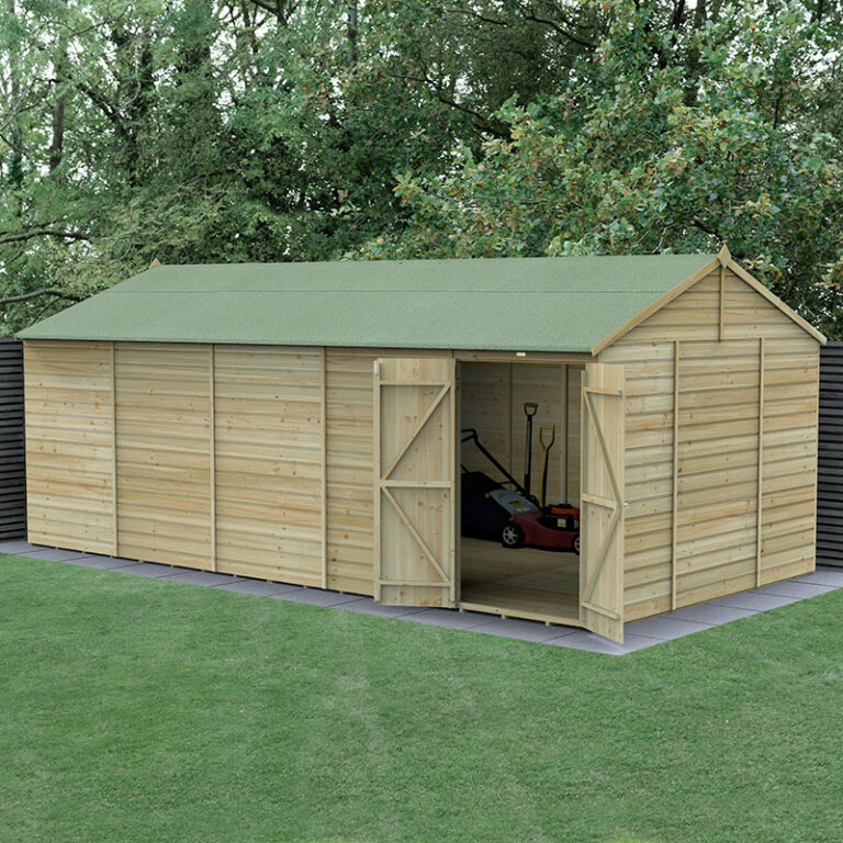 20' x 10' Forest Beckwood shed in a garden setting.