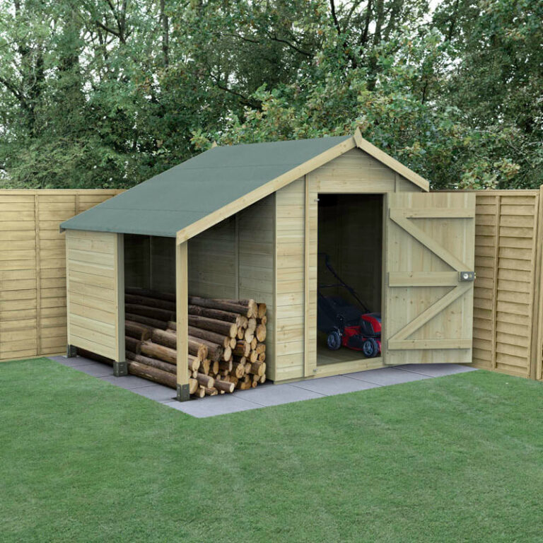 8' x 6' Forest Timberdale Apex Shed with Logstore