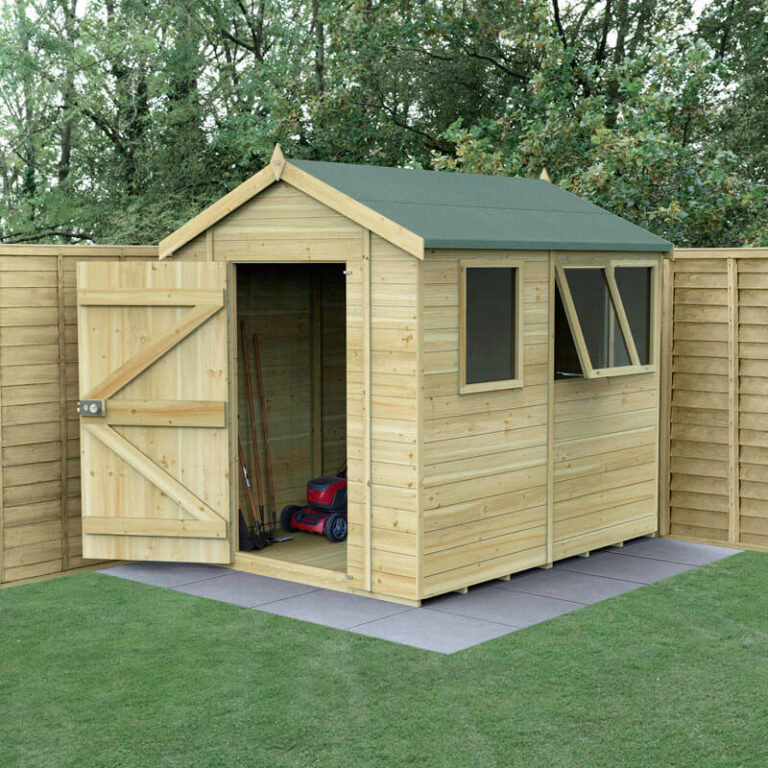 8' x 6' Forest Timberdale 25yr Guarantee Apex Shed with three opening windows