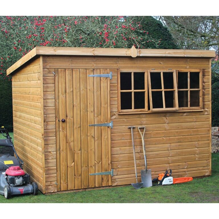 Close-up of the 10' x 6' Traditional Heavy Duty Shiplap Pent Wooden Shed