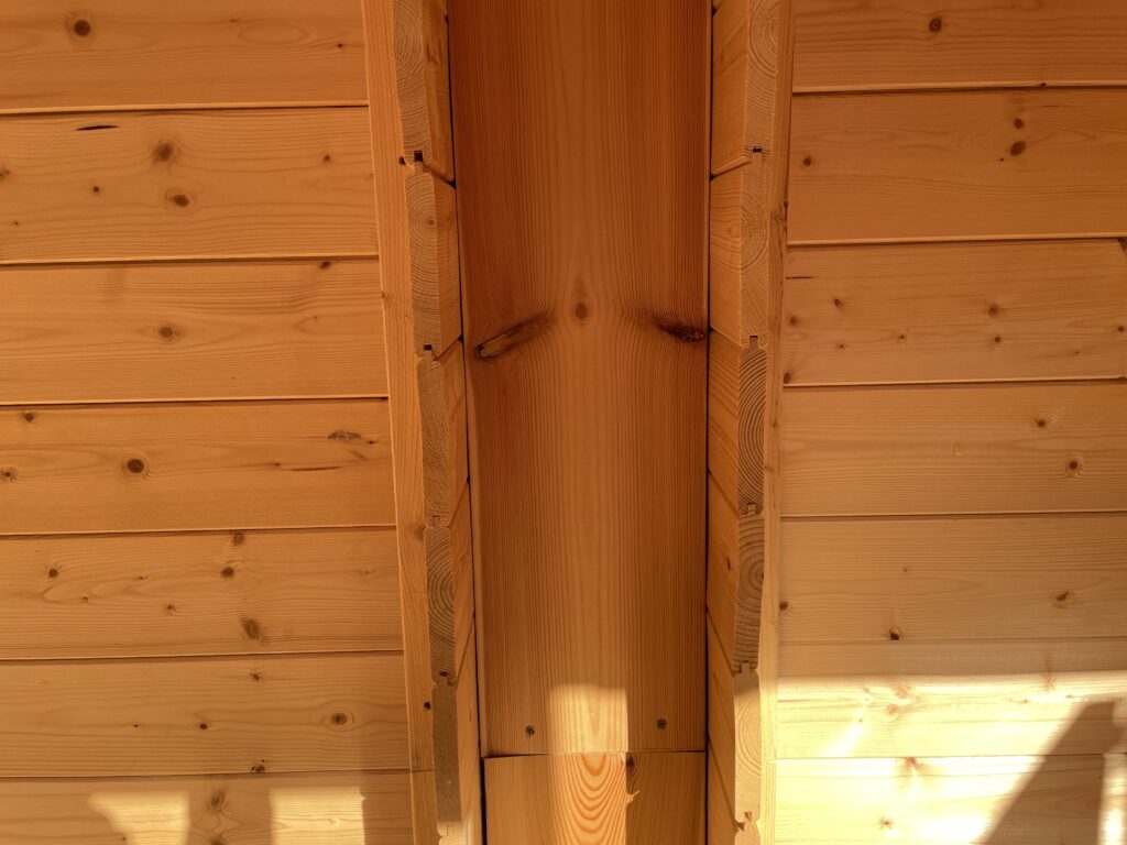 Interior view of timber cladding showcasing joinery and finish