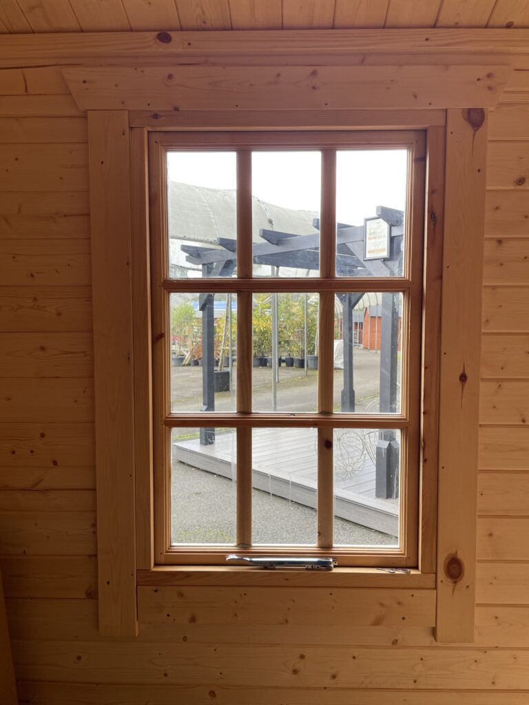 Georgian-style timber half-pane window with clear glass