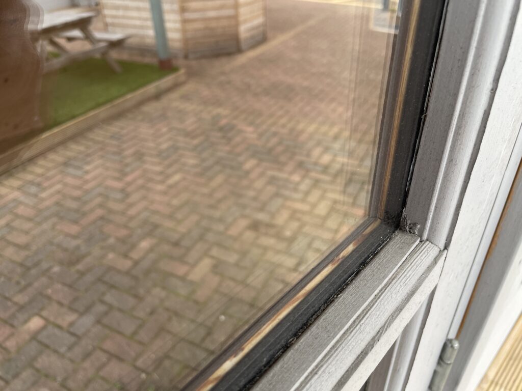 Close-up of window joinery showing precise alignment and weather seal