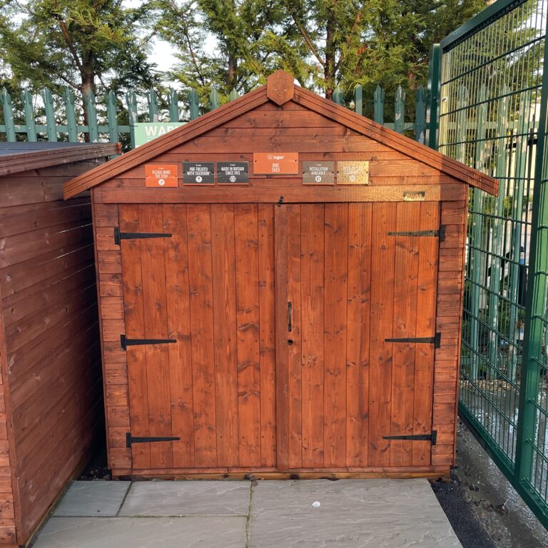 Tiger Alpex Bike Shed with double doors on display at the Tong Show Site.