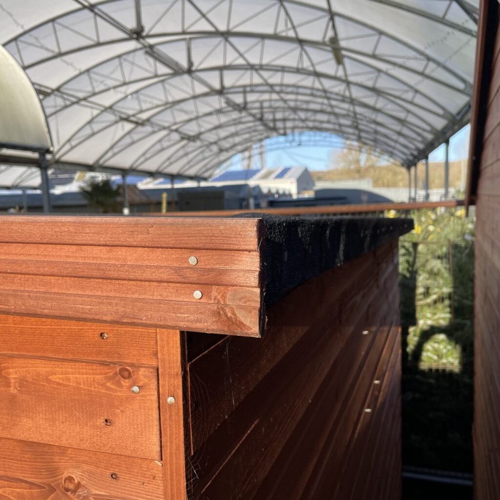 Corner joint and cladding detail of a Tiger Corner Summerhouse