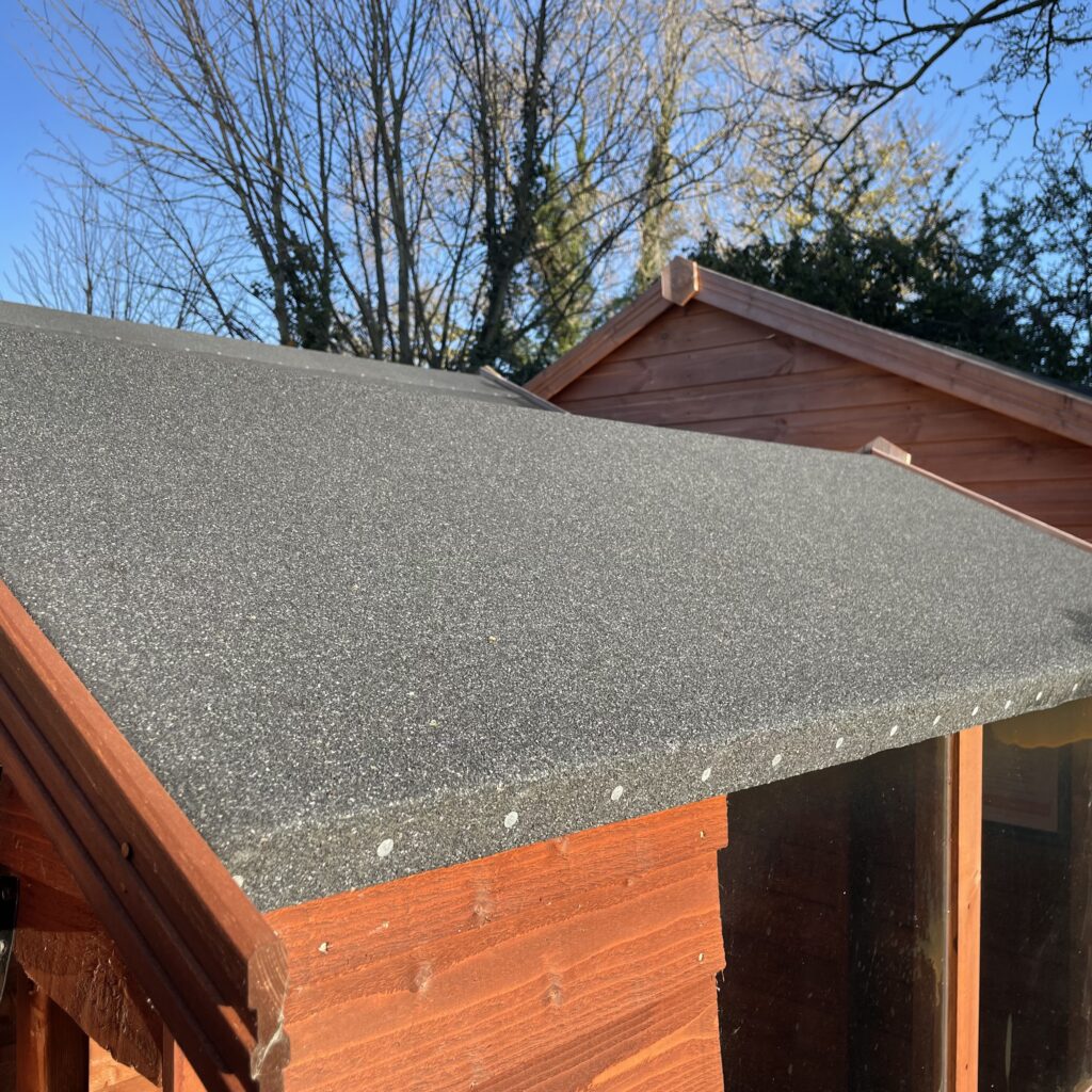 Apex roof of a Tiger Overlap Apex Shed showcasing a textured finish