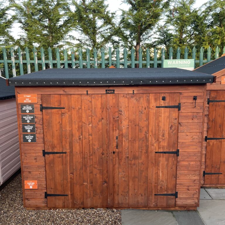 Tiger Pent Bike Store with double doors on display at the Tong Show Site.