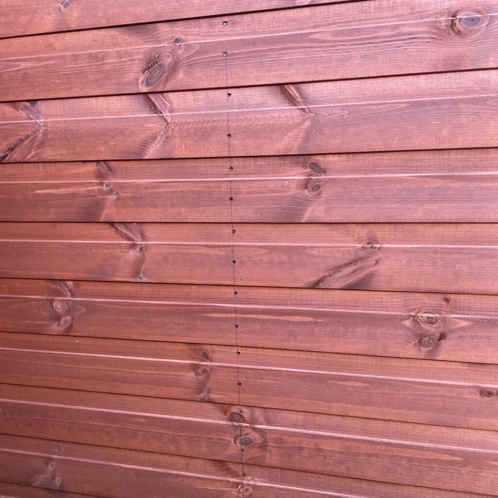 Close-up of the shiplap cladding on a Tiger shed