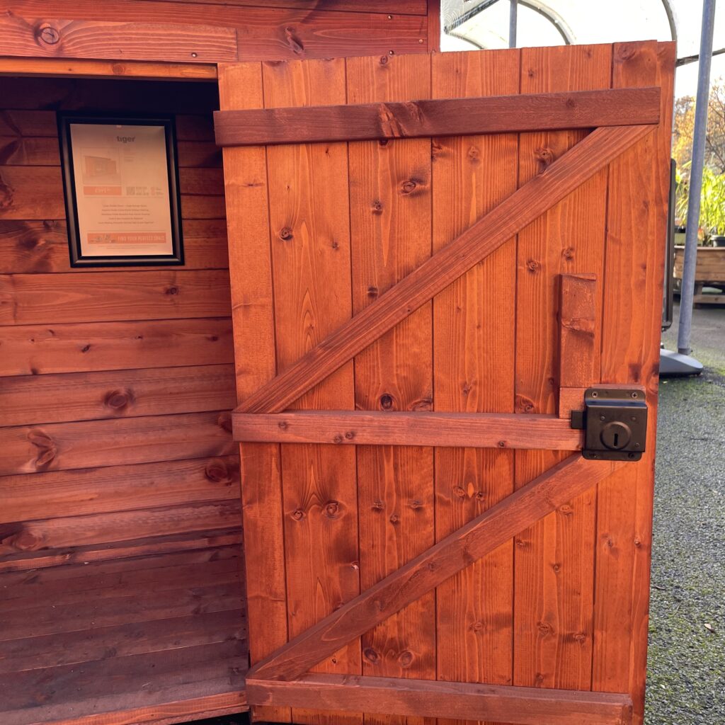Open door of the Tiger Storbox showing robust wooden construction