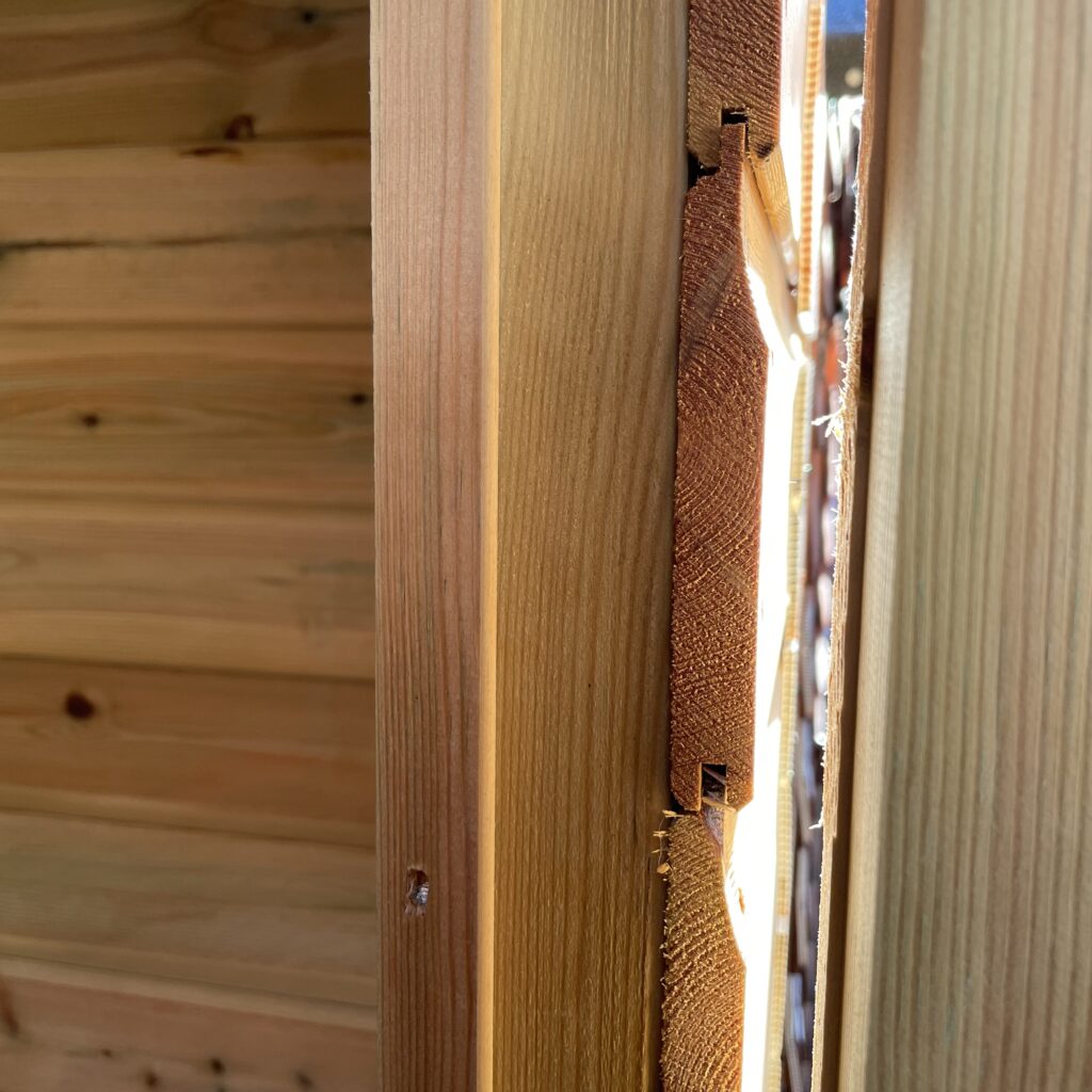 Timber cladding joinery showing precision fit
