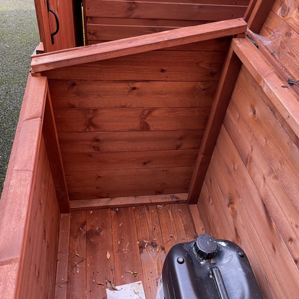 Interior of a Tiger wooden tool chest showcasing the wooden construction