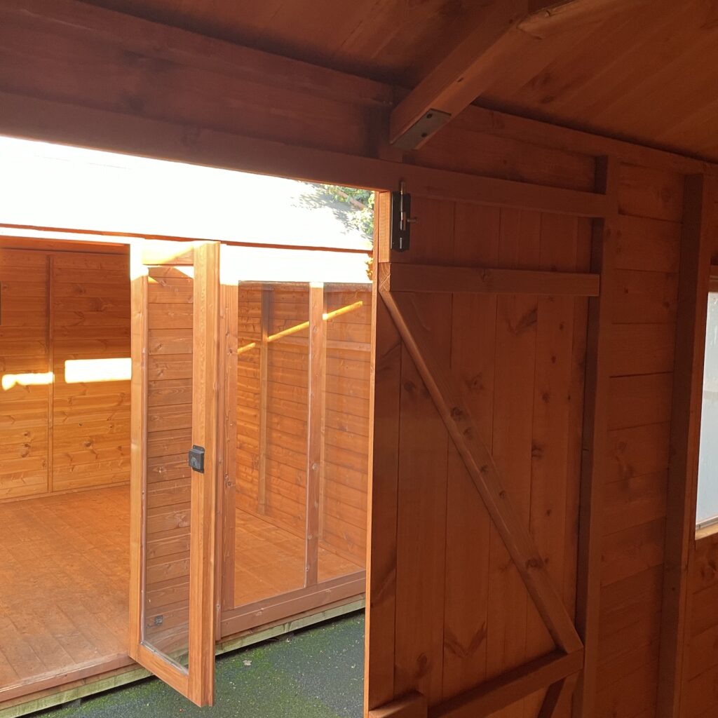 Interior view of the Tiger Workman Apex Shed with double doors
