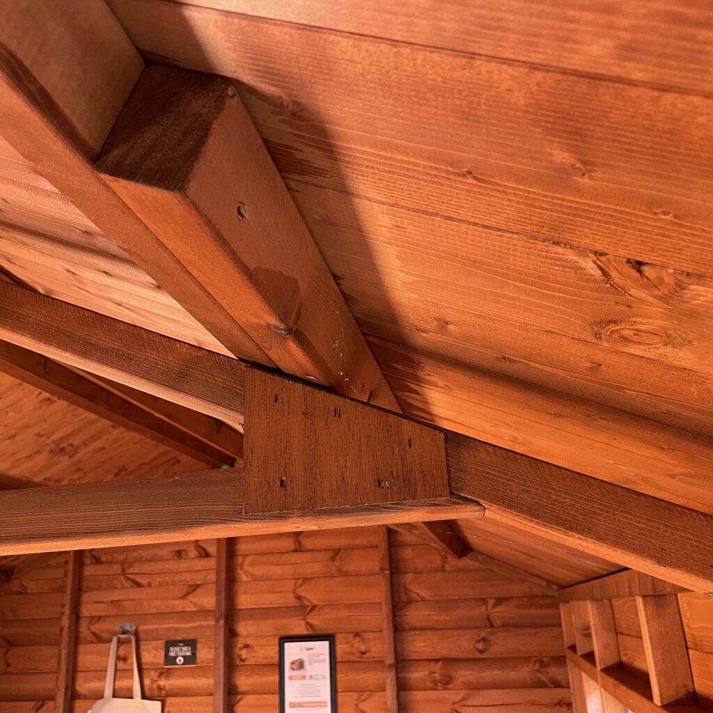 Interior view of a Tiger XL Heavyweight Workshop showcasing wooden beams and cladding