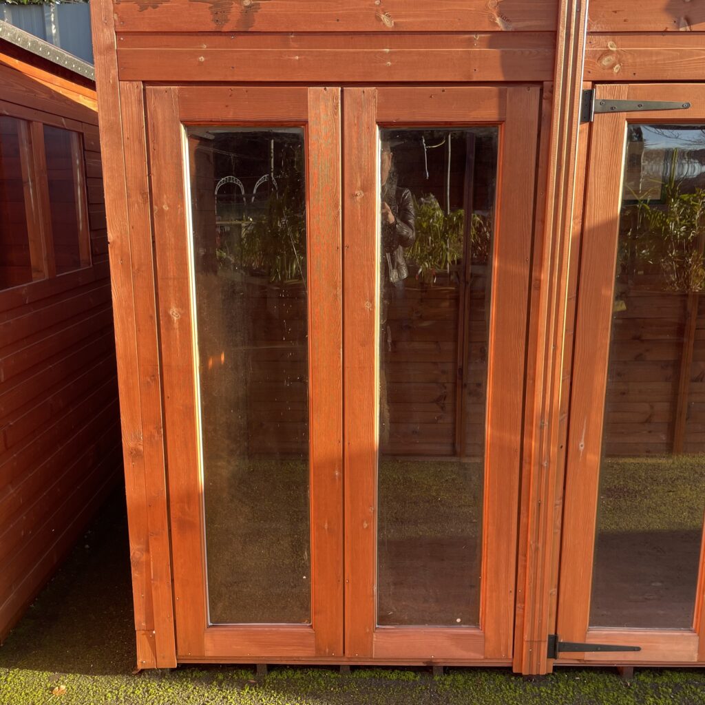 Full-pane doors of a TigerFlex Shiplap Pent Summerhouse